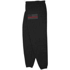 USA FLAG/THIN RED LINE MENS SWEATPANT BLACK (Option: L)